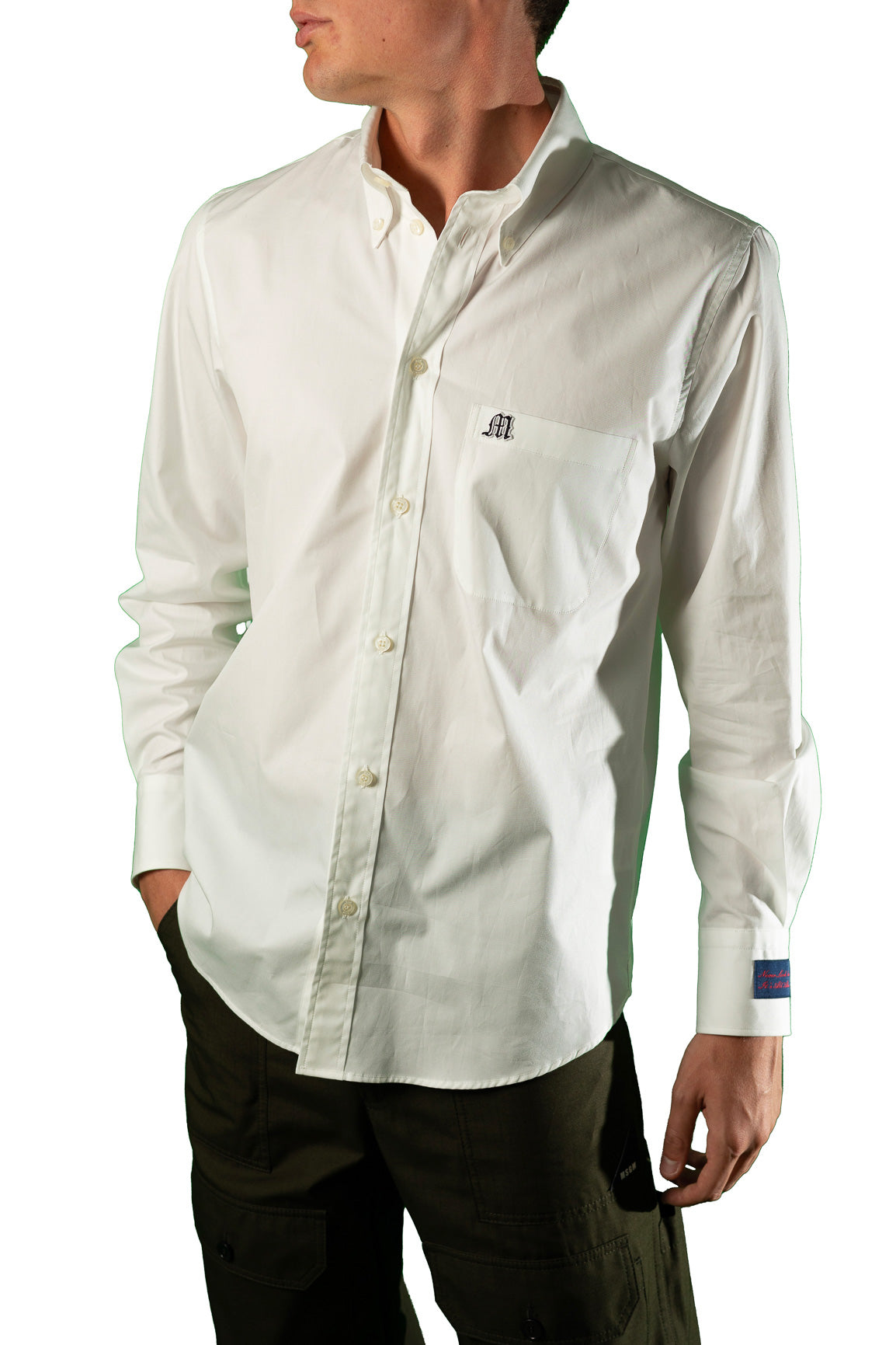 MSGM CAMICIA COTONE STAMPA LOGO PETTO