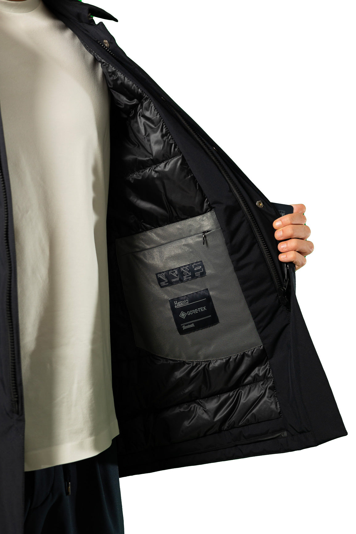 HERNO TRENCH LAMINAR CAPPUCCIO REMOVIBILE
