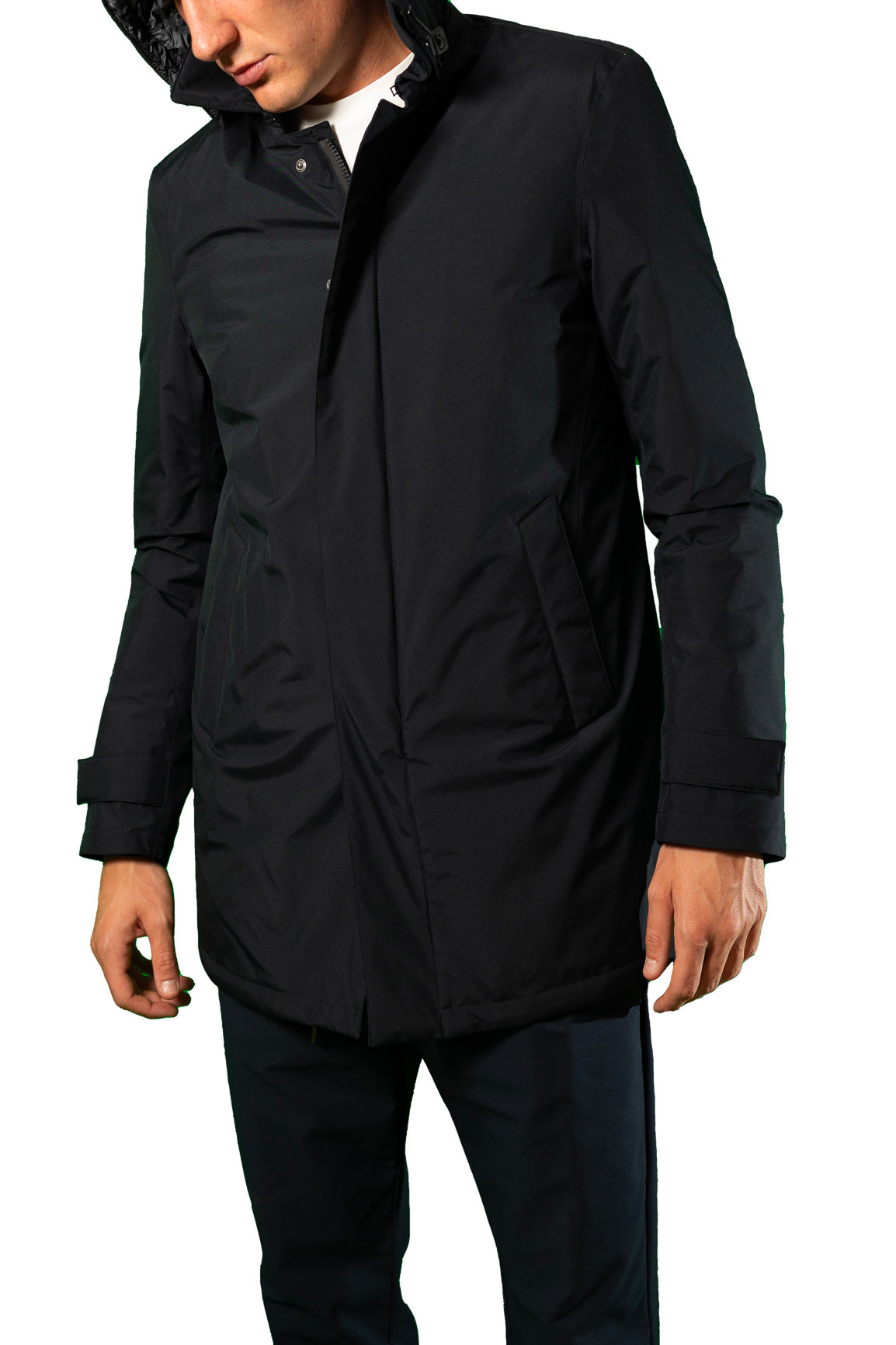 HERNO TRENCH LAMINAR CAPPUCCIO REMOVIBILE