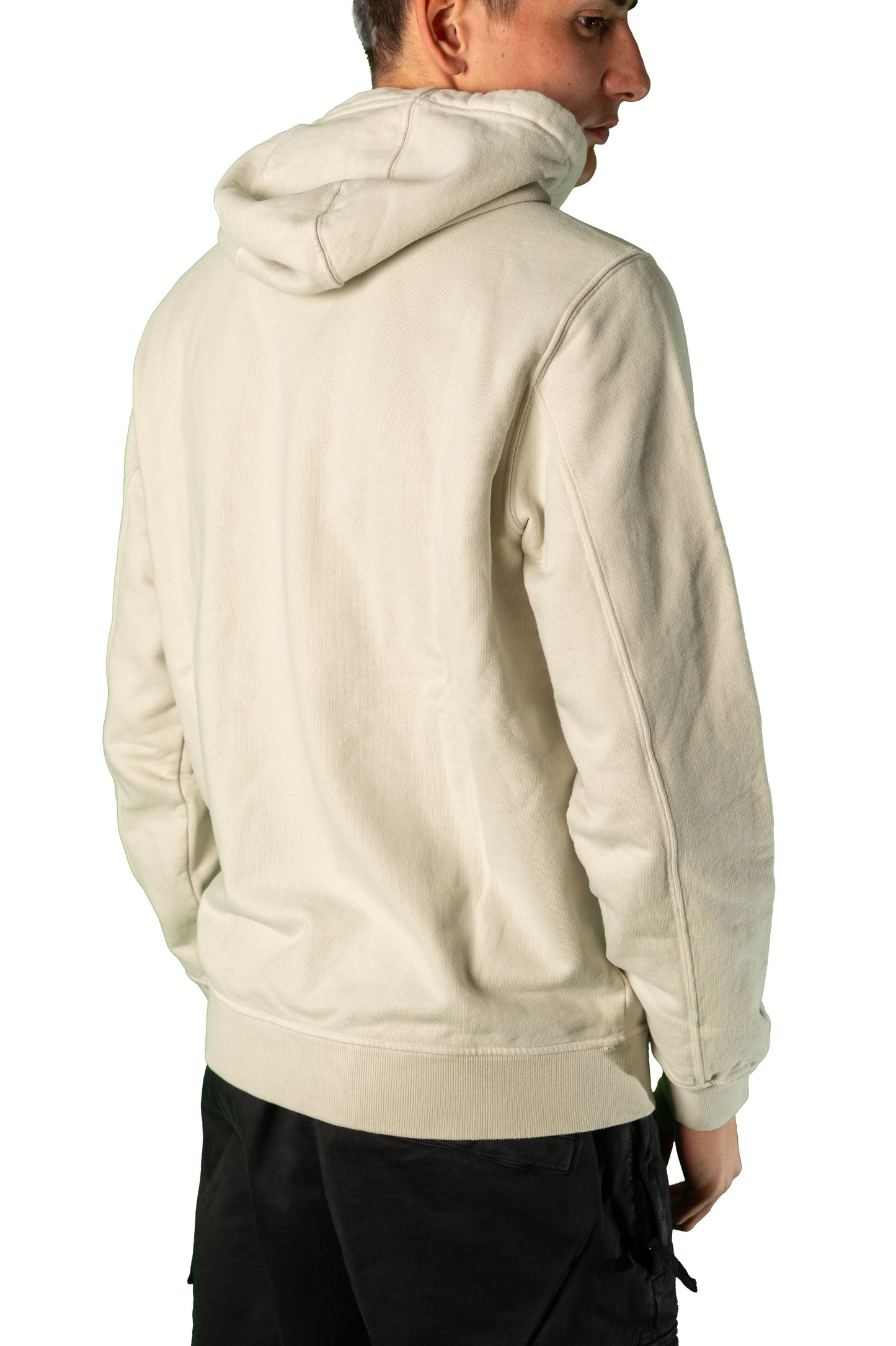 STONE ISLAND FELPA CAPPUCCIO E ZIP LOGO BADGE