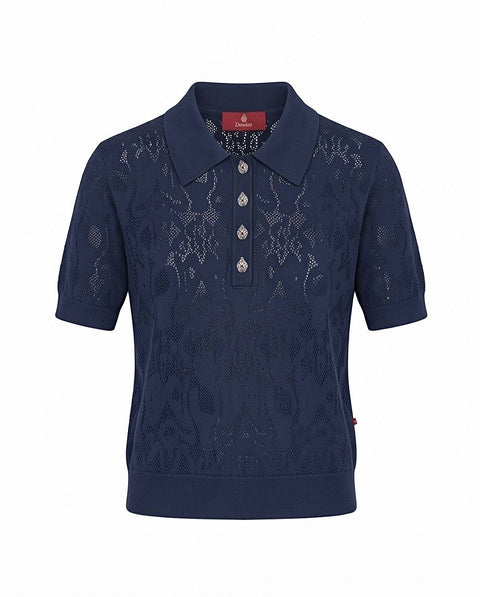 DONDUP POLO CROPPED IN MAGLIA JACQUARD