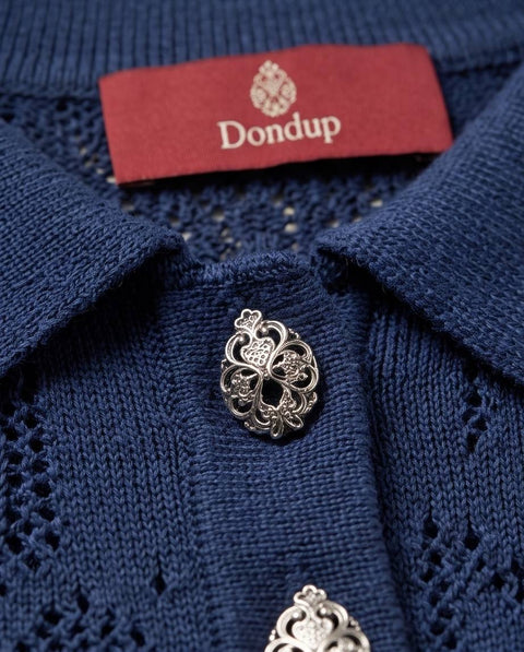 DONDUP POLO CROPPED IN MAGLIA JACQUARD