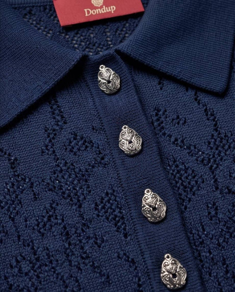 DONDUP POLO CROPPED IN MAGLIA JACQUARD
