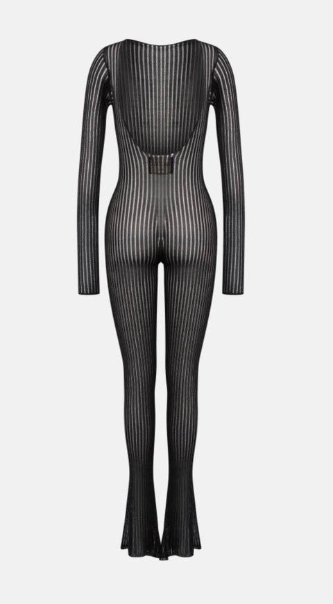 EROTICA TUTA LUREX  MANICA LUNGA A COSTE
