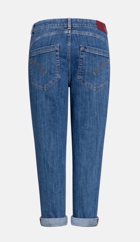 DONDUP KOONS JEANS CARROT FIT IN DENIM STRETCH CON BOTTONI PERSONALIZZATI
