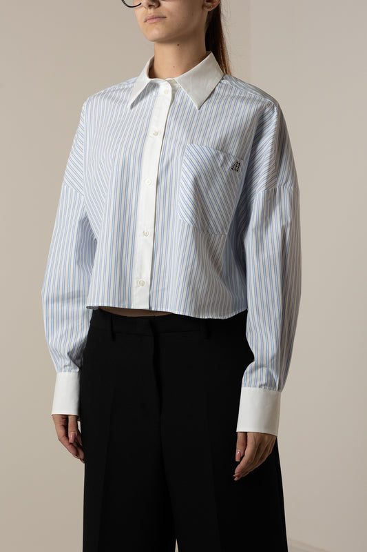 MSGM CAMICIA CROPPED POPELINE RIGHE