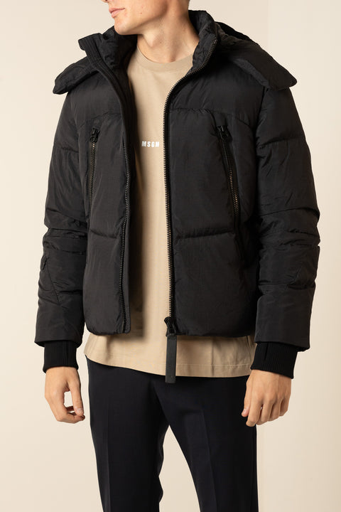 JG1 FEATHER NYLON HOODED BOMBER JACKET