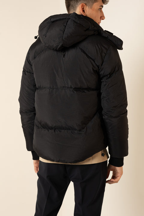 JG1 FEATHER NYLON HOODED BOMBER JACKET