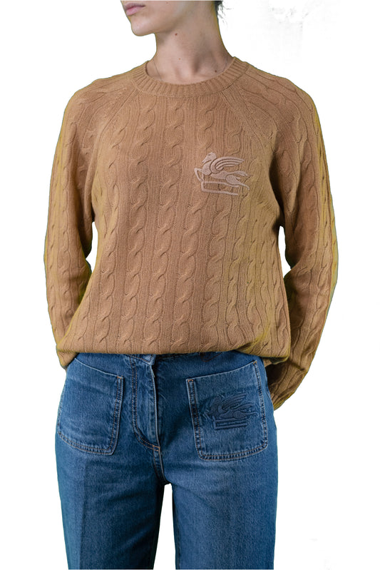 ETRO MAGLIA CASHMERE RICAMO LOGO PETTO