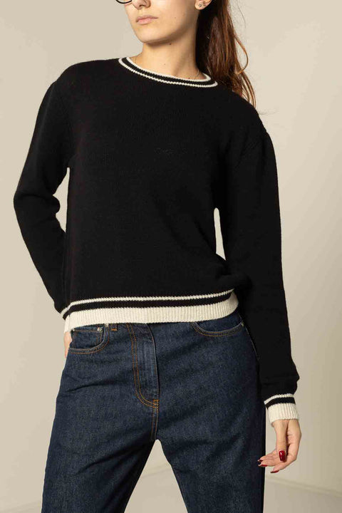 MSGM WOOL CASHMERE SWEATER WITH NECK EDGE