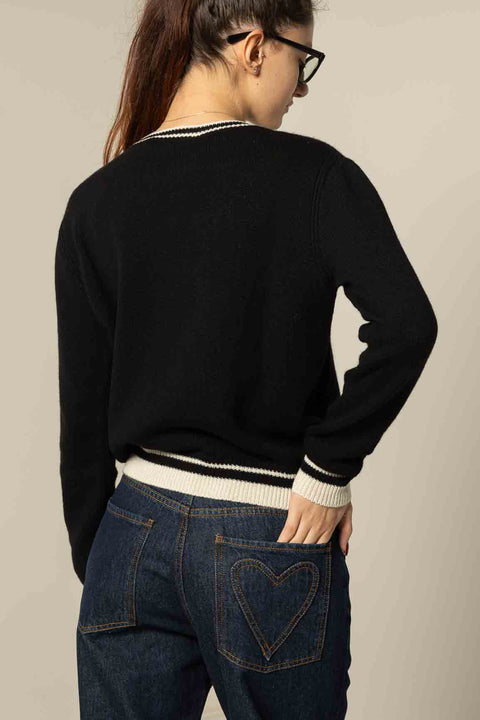 MSGM WOOL CASHMERE SWEATER WITH NECK EDGE