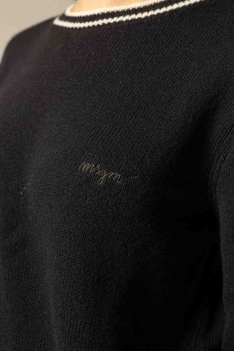 MSGM WOOL CASHMERE SWEATER WITH NECK EDGE