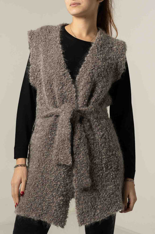 DRUMOHR GILET OVER MOHAIR E SETA CINTURA