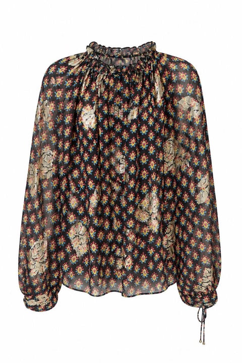 ETRO CAMICIA IN SETA CON ROSE FIL COUPÉ E MOTIVO CRAVATTERIA