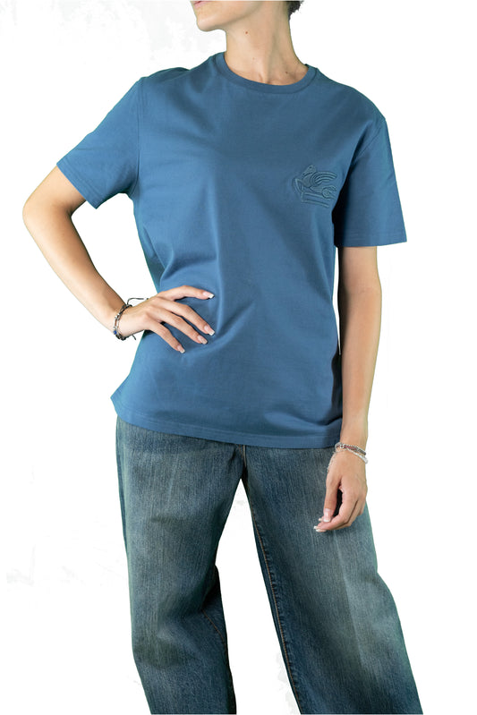 ETRO T-SHIRT OVERSIZE JERSEY LOGO RICAMO