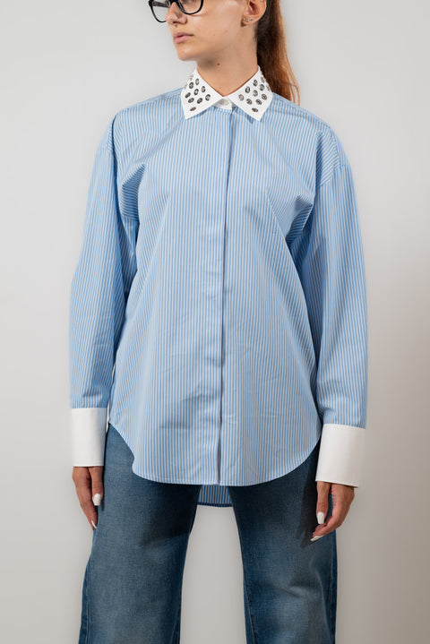 MSGM CAMICIA POPELINE BORCHIE COLLO