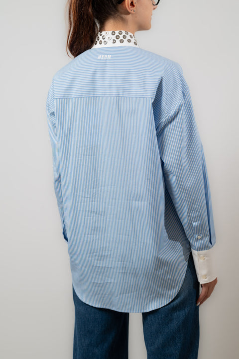 MSGM CAMICIA POPELINE BORCHIE COLLO