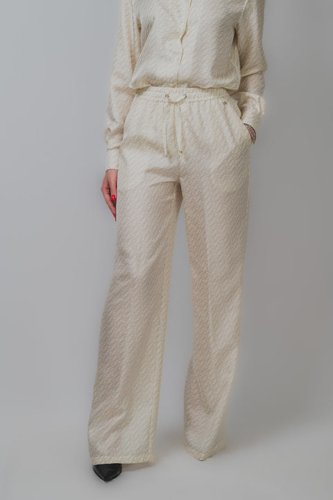 HERNO PANTALONI IN SILK ICONIC PRINT