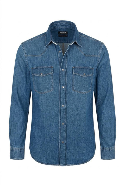 DONDUP CAMICIA TEXANA REGULAR IN DENIM FISSO
