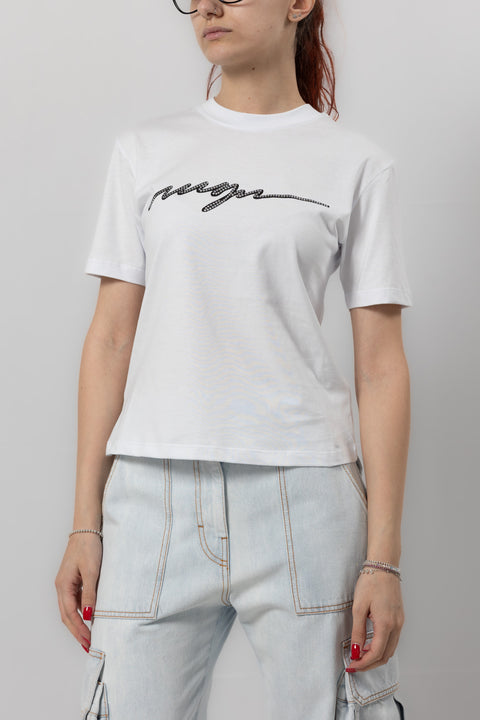 MSGM T-SHIRT JERSEY LOGO CORSIVO