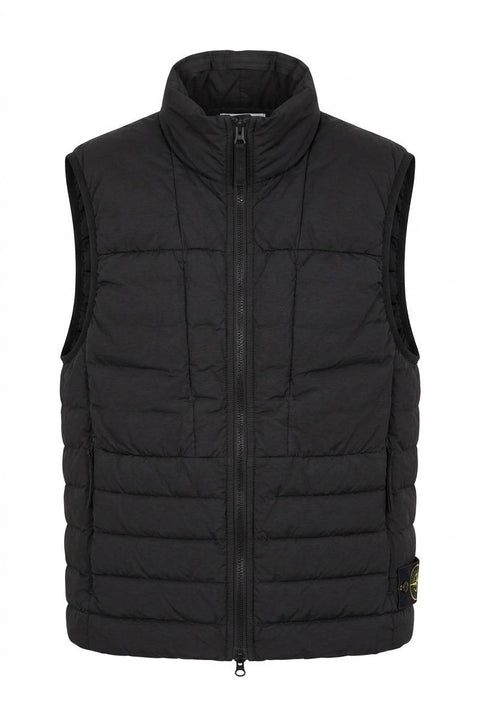STONE ISLAND GILET IN PIUMA CON TRATTAMENTO ANTIGOCCIA