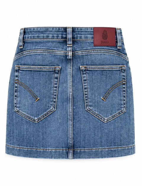 DONDUP MINIGONNA IN DENIM STRETCH CON BOTTONI GIOIELLO PERSONALIZZATI