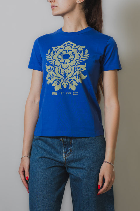 ETRO T-SHIRT IN JERSEY CON STAMPA FIORE