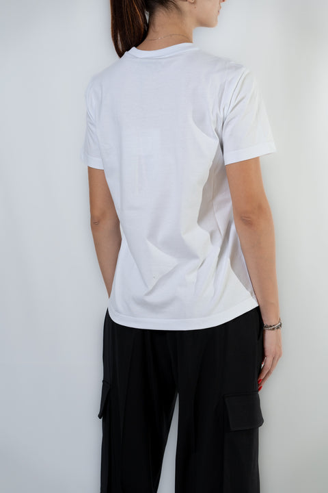 MSGM T-SHIRT JERSEY LOGO STRASS