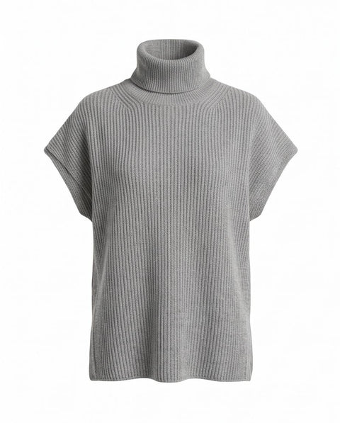 MAX MARA STUDIO COBALTO GILET COLLO ALTO IN LANA E CASHMERE