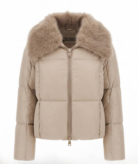 HERNO BOMBER COLLO PELLICCIA NYLON CHAMONIX