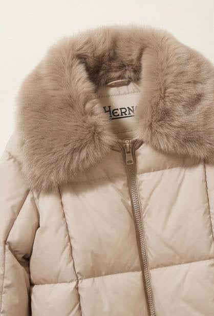 HERNO BOMBER COLLO PELLICCIA NYLON CHAMONIX