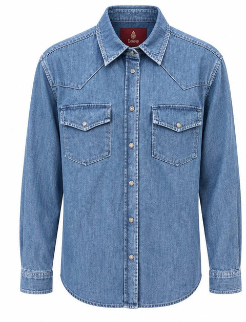DONDUP CAMICIA DENIM CON BOTTONI AUTOMATICI GIOIELLO
