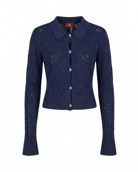DONDUP CARDIGAN CON COLLO POLO CON BOTTONI GIOIELLO
