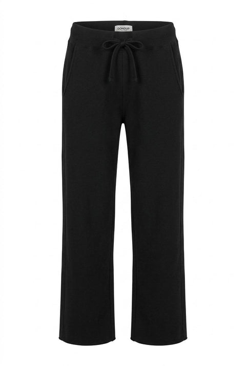 DONDUP PANTALONI WIDE LEG IN COTONE GARZATO