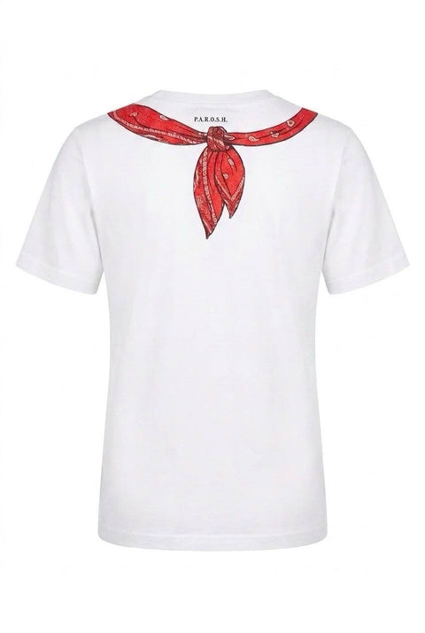 PAROSH T-SHIRT IN JERSEY COTONE STAMPATO CON STRASS