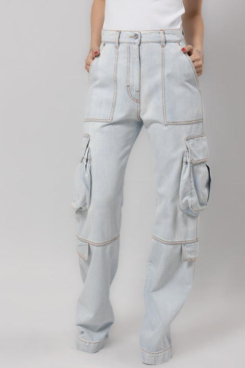 MSGM JEANS CARGO TASCONE GAMBA