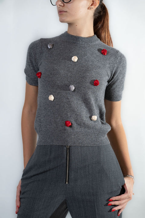 MSGM MAGLIA CROPPED LANA APP ROSE