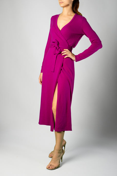 DIANE VON FURSTENBERG LONG CASHMERE CROSS DRESS