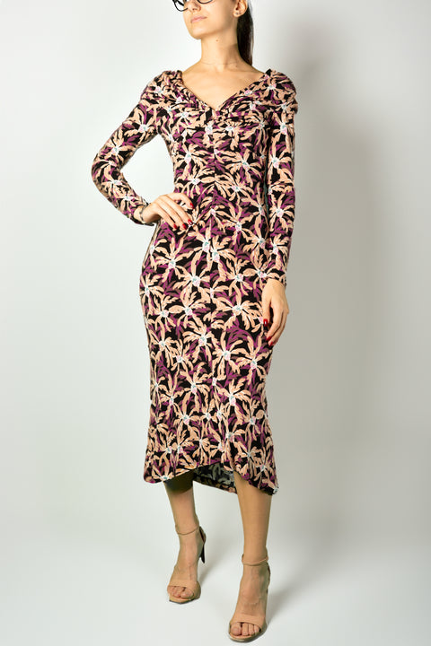 DIANE VON FURSTENBERG LONG ASYMMETRIC FANTASY DRESS