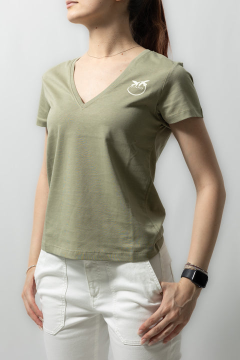 PINKO TURBATO T-SHIRT V NEK JERSEY