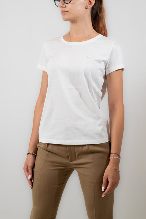 DONDUP T-SHIRT JERSEY STRETCH LOGO RICAMO