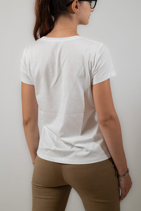 DONDUP T-SHIRT JERSEY STRETCH LOGO RICAMO