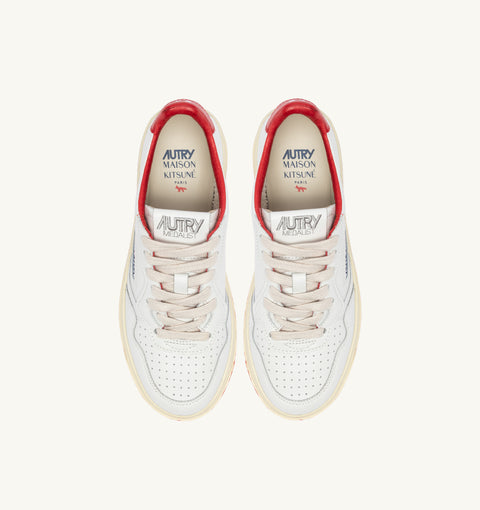 MEDALIST LOW 'MAISON KITSUNÉ' IN PELLE BIANCA E RED CLAY