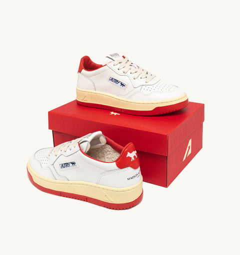 MEDALIST LOW 'MAISON KITSUNÉ' IN PELLE BIANCA E RED CLAY