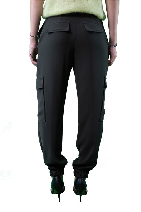 PAROSH CADIS CARGO PANTS WITH CUFF BOTTOM