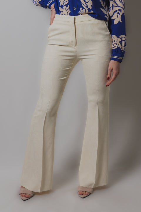 ETRO PANTALONE VITA ALTA FONDO TROMBETTA REALIZZATO IN VISCOSA STRETCH JACQUARD