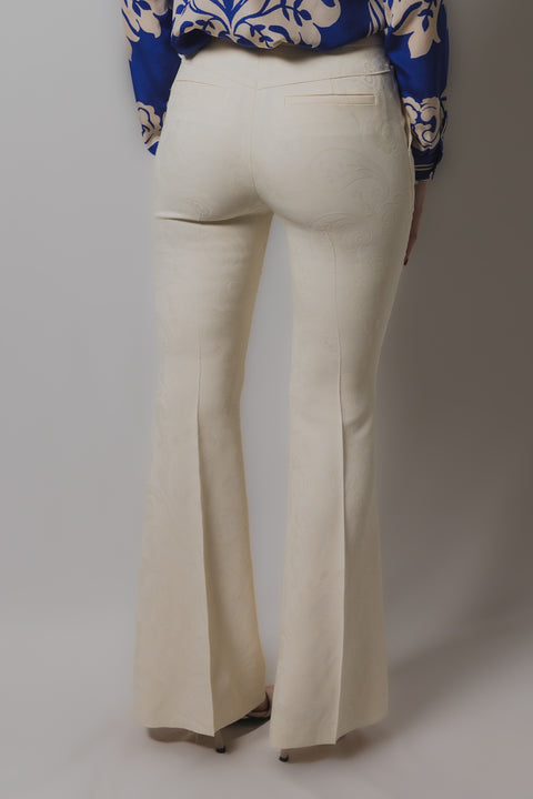 ETRO PANTALONE VITA ALTA FONDO TROMBETTA REALIZZATO IN VISCOSA STRETCH JACQUARD