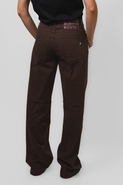 DONDUP JACKLYN PANTALONE PALAZZO VELLUTO BOTTONI METALLO