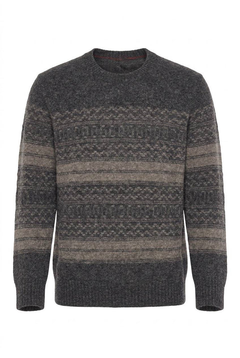 BRUNELLO CUCINELLI MAGLIA GIRO COLLO JACQUARD CASHMERE E ALPACA