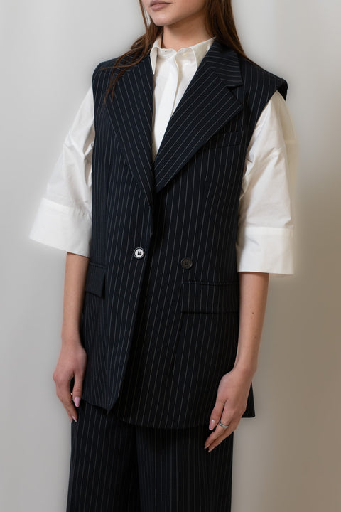 PAROSH GILET LUNGO VESTIBILITA  OVER 2 BOTTONI REALIZZATO NEL TESSUTO FRESCO DI LANA